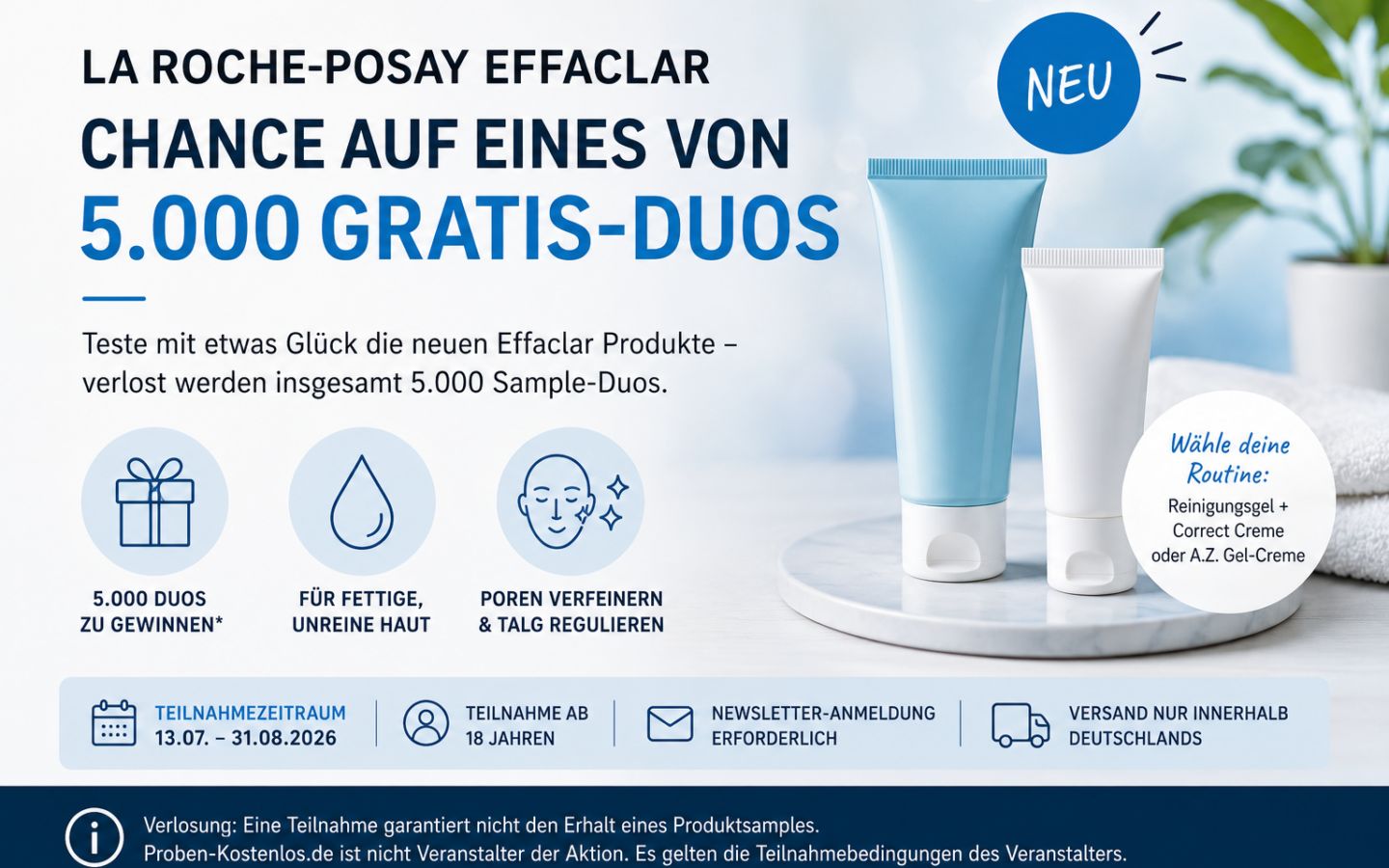 Chance auf eines von 5.000 Effaclar Gratis-Duos